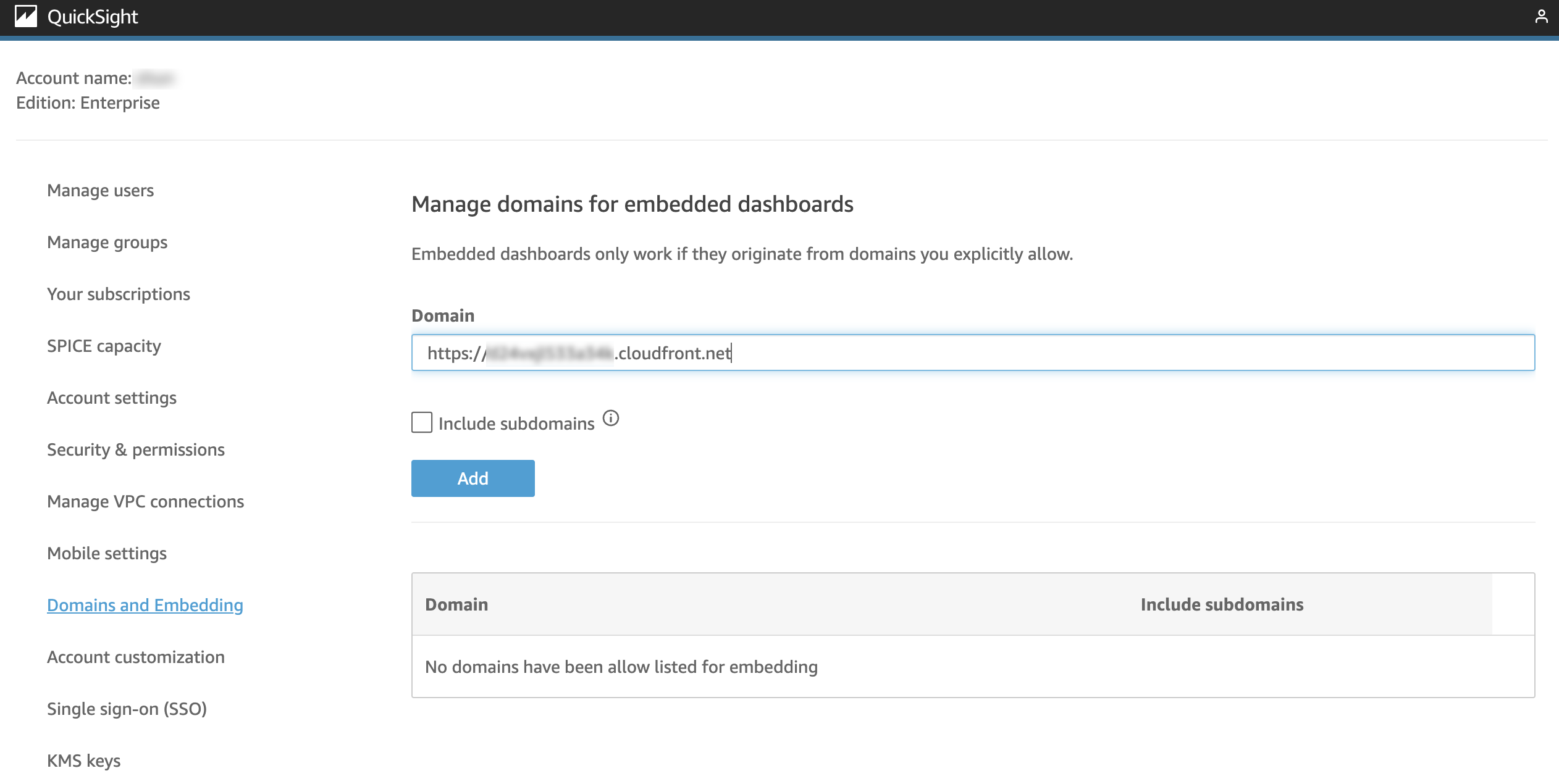 QuickSight Dashboard Embedding | 10