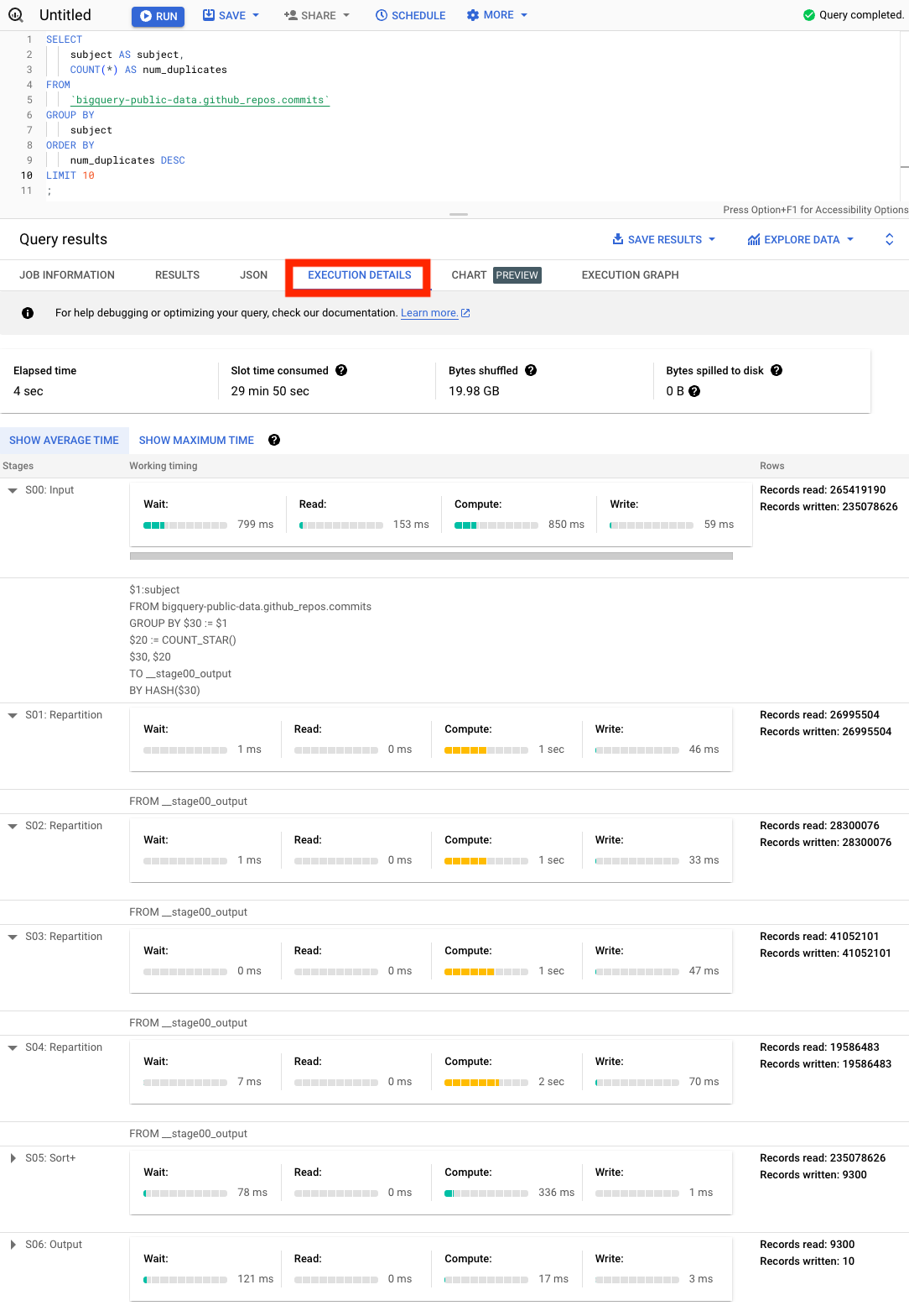 BigQuery Query Plan | 2