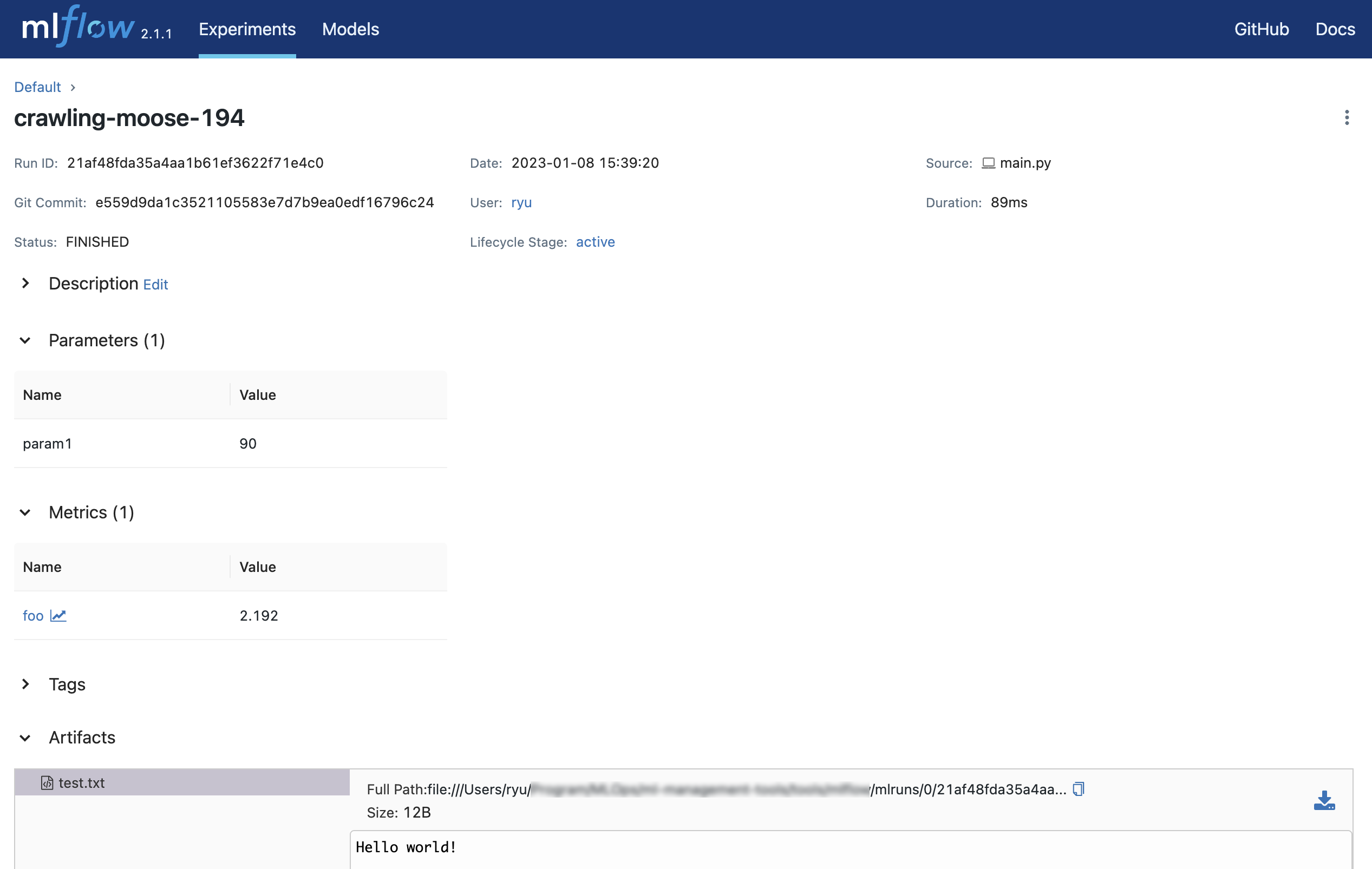 mlflow ui | 2